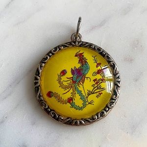 3/$25 ⭐️ Vintage Eastern Phoenix Calligraphy Art Pendant